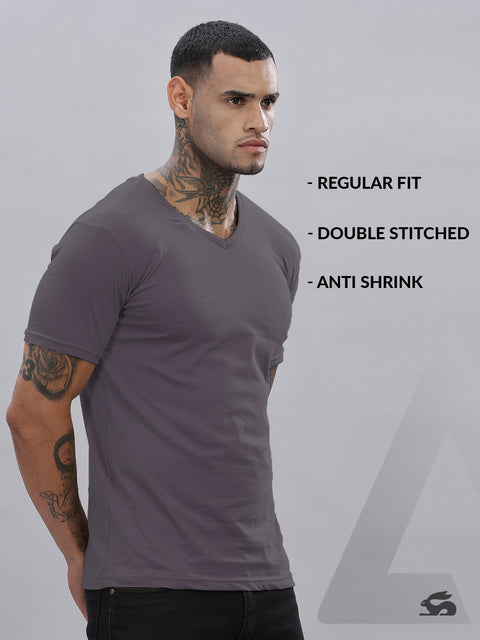 ADRO Men's V Neck Solid Cotton T-Shirt