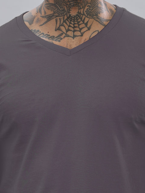ADRO Men's V Neck Solid Cotton T-Shirt