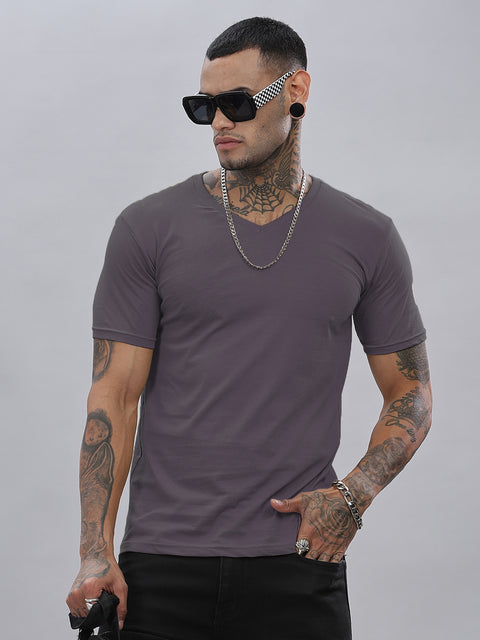 ADRO Men's V Neck Solid Cotton T-Shirt