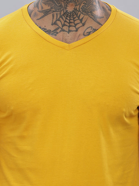 ADRO Men's V Neck Solid Cotton T-Shirt