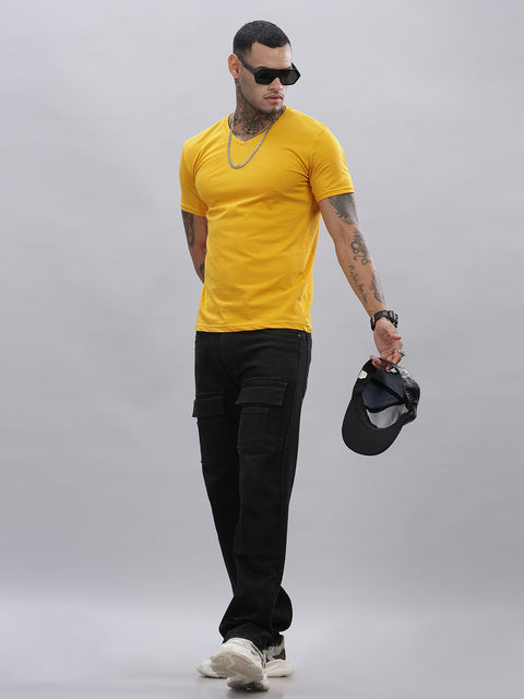 ADRO Men's V Neck Solid Cotton T-Shirt