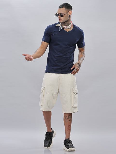 ADRO Men's V Neck Solid Cotton T-Shirt