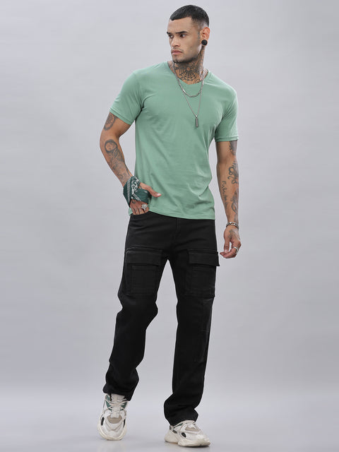ADRO Men's V Neck Solid Cotton T-Shirt