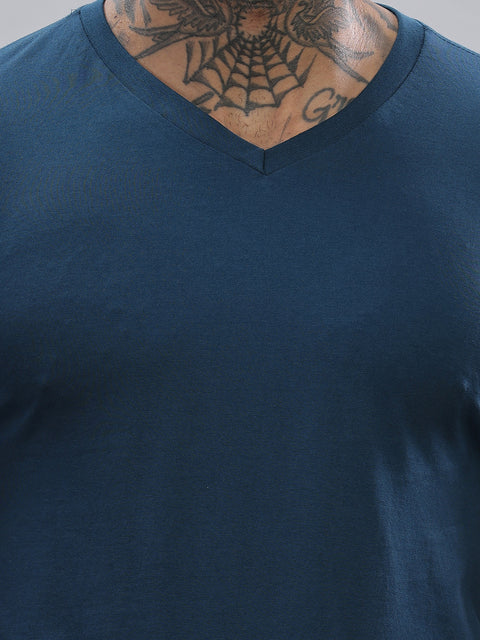 ADRO Men's V Neck Solid Cotton T-Shirt