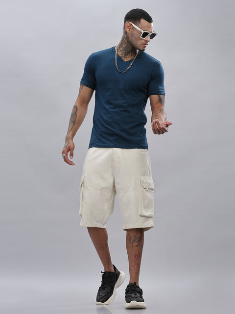 ADRO Men's V Neck Solid Cotton T-Shirt