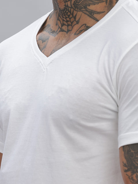 ADRO Men's V Neck Solid Cotton T-Shirt