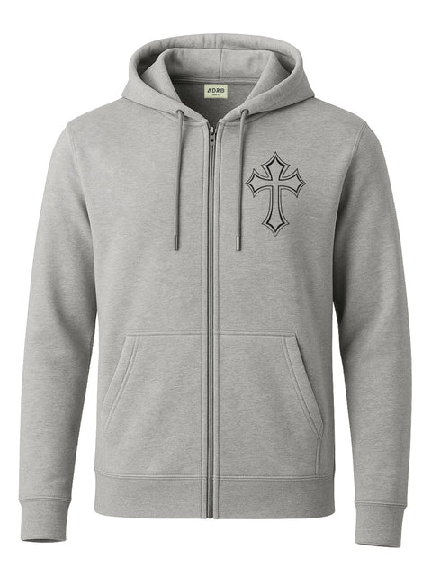 Adro Men’s Regular Fit Zip-Up Hoodie for man | 320 GSM Cotton Poly Fleece Zipper Sweatshirt with Soft Fabric & Printed Hoodies