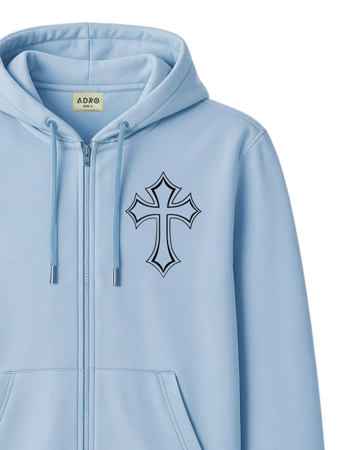 Adro Men’s Regular Fit Zip-Up Hoodie for man | 320 GSM Cotton Poly Fleece Zipper Sweatshirt with Soft Fabric & Printed Hoodies
