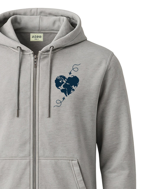 Adro Men’s Regular Fit Zip-Up Hoodie for man | 320 GSM Cotton Poly Fleece Zipper Sweatshirt with Soft Fabric & Printed Hoodies