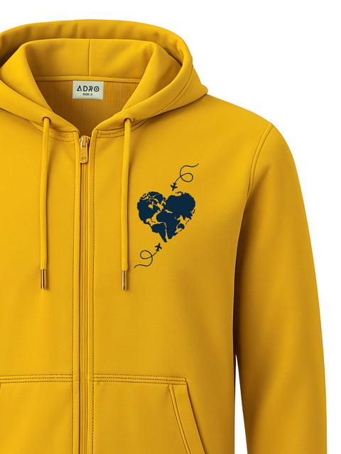 Adro Men’s Regular Fit Zip-Up Hoodie for man | 320 GSM Cotton Poly Fleece Zipper Sweatshirt with Soft Fabric & Printed Hoodies