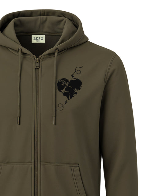 Adro Men’s Regular Fit Zip-Up Hoodie for man | 320 GSM Cotton Poly Fleece Zipper Sweatshirt with Soft Fabric & Printed Hoodies