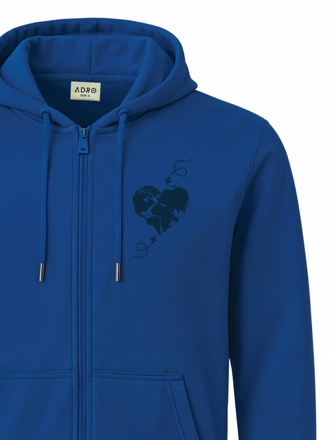 Adro Men’s Regular Fit Zip-Up Hoodie for man | 320 GSM Cotton Poly Fleece Zipper Sweatshirt with Soft Fabric & Printed Hoodies