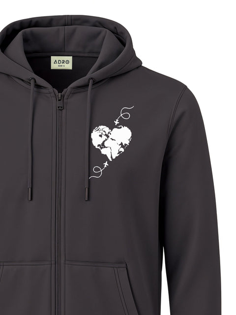 Adro Men’s Regular Fit Zip-Up Hoodie for man | 320 GSM Cotton Poly Fleece Zipper Sweatshirt with Soft Fabric & Printed Hoodies