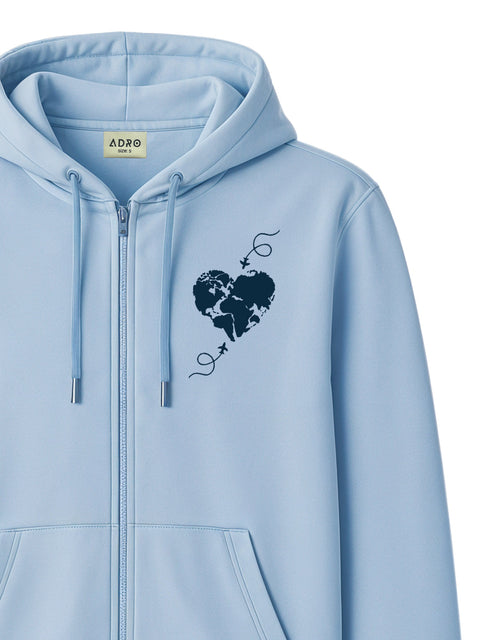 Adro Men’s Regular Fit Zip-Up Hoodie for man | 320 GSM Cotton Poly Fleece Zipper Sweatshirt with Soft Fabric & Printed Hoodies