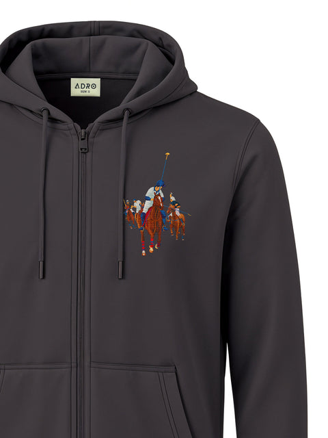 Adro Men’s Regular Fit Zip-Up Hoodie for man | 320 GSM Cotton Poly Fleece Zipper Sweatshirt with Soft Fabric & Printed Hoodies