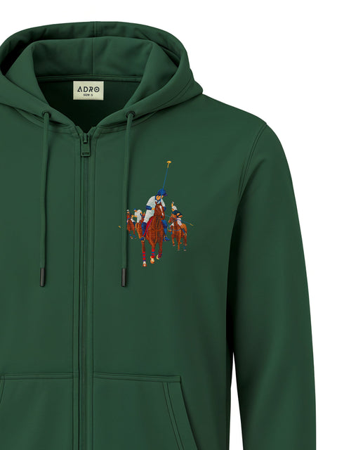 Adro Men’s Regular Fit Zip-Up Hoodie for man | 320 GSM Cotton Poly Fleece Zipper Sweatshirt with Soft Fabric & Printed Hoodies