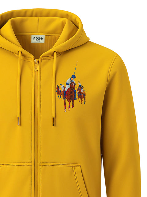 Adro Men’s Regular Fit Zip-Up Hoodie for man | 320 GSM Cotton Poly Fleece Zipper Sweatshirt with Soft Fabric & Printed Hoodies