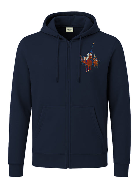 Adro Men’s Regular Fit Zip-Up Hoodie for man | 320 GSM Cotton Poly Fleece Zipper Sweatshirt with Soft Fabric & Printed Hoodies