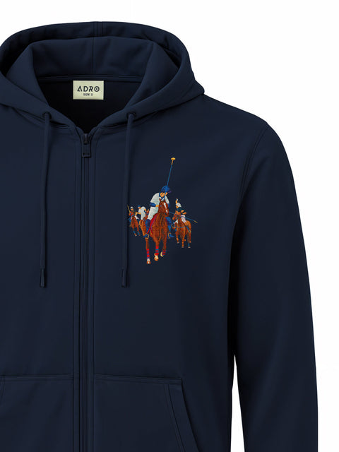 Adro Men’s Regular Fit Zip-Up Hoodie for man | 320 GSM Cotton Poly Fleece Zipper Sweatshirt with Soft Fabric & Printed Hoodies
