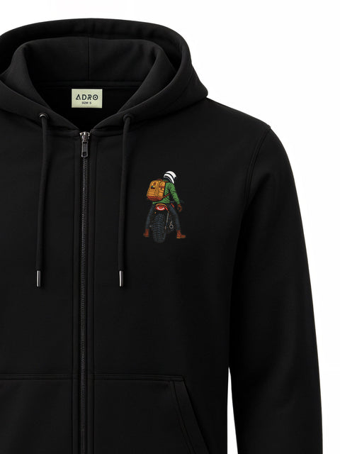 Adro Men’s Regular Fit Zip-Up Hoodie for man | 320 GSM Cotton Poly Fleece Zipper Sweatshirt with Soft Fabric & Printed Hoodies
