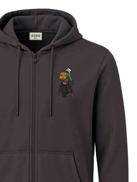 Adro Men’s Regular Fit Zip-Up Hoodie for man | 320 GSM Cotton Poly Fleece Zipper Sweatshirt with Soft Fabric & Printed Hoodies