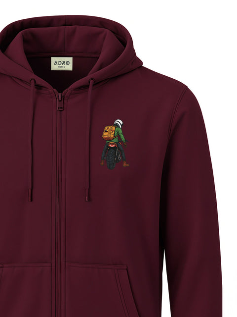 Adro Men’s Regular Fit Zip-Up Hoodie for man | 320 GSM Cotton Poly Fleece Zipper Sweatshirt with Soft Fabric & Printed Hoodies