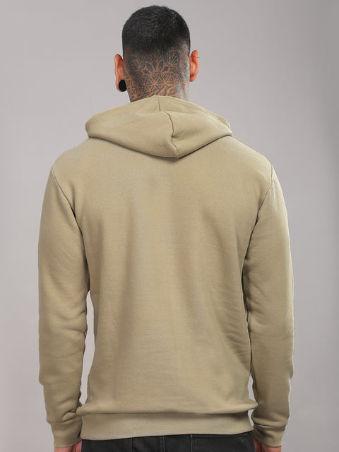 ADRO Men's Cotton Solid Beige Hoodie