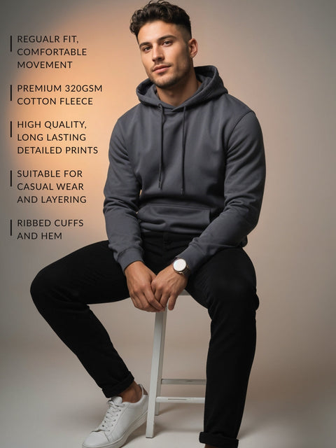 Adro Campus League Legacy Crew Hoodie for Men | 320 GSM Cotton-Poly Fleece | Soft Feel, Skin-Friendly Printed Graphic, Warm Casual Sweatshirt with Kangaroo Pocket & Drawstring Hood