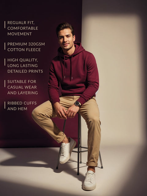 ADRO Men’s 320 GSM Cotton Poly Fleece Hoodie – Monsoon Bay Club Sailing Graphic, Soft Feel Fabric, Skin-Friendly Print, Casual Winter Printed Hoodies with Kangaroo Pocket