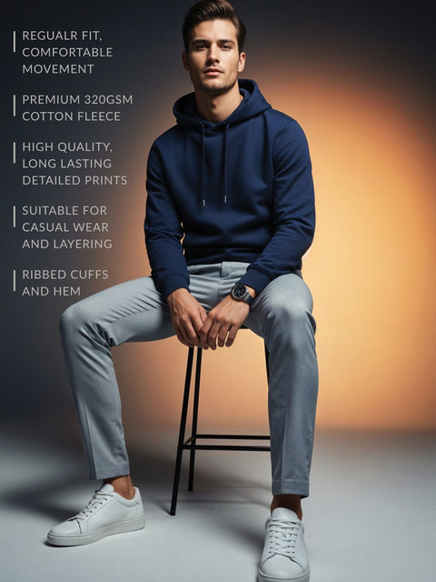 ADRO Men’s 320 GSM Cotton Poly Fleece Hoodie – Monsoon Bay Club Sailing Graphic, Soft Feel Fabric, Skin-Friendly Print, Casual Winter Printed Hoodies with Kangaroo Pocket