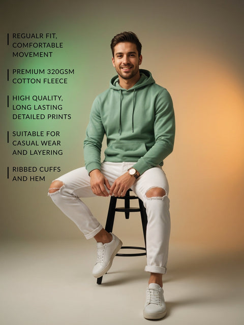 ADRO Men’s 320 GSM Cotton Poly Fleece Hoodie – Monsoon Bay Club Sailing Graphic, Soft Feel Fabric, Skin-Friendly Print, Casual Winter Printed Hoodies with Kangaroo Pocket