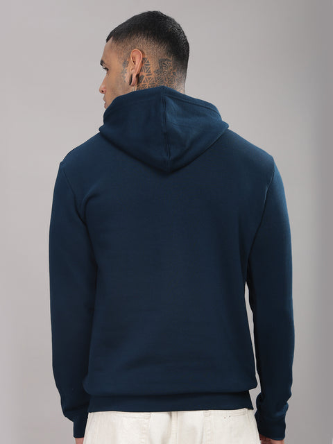 ADRO Men's Cotton Solid Teal Hoodie