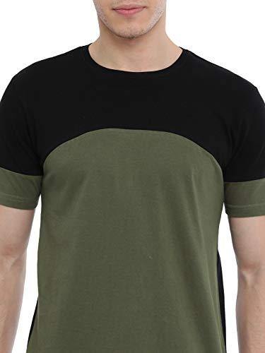 ADRO Men's Colour Blocked Cotton T-Shirts (Navy Blue) - ADRO Fashion