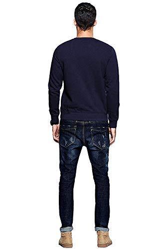 ADRO Men's Fleece Cotton Solid Pullover(Navy Blue) - ADRO Fashion