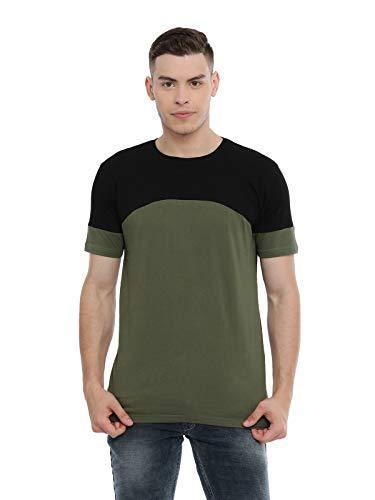 ADRO Men's Colour Blocked Cotton T-Shirts (Navy Blue) - ADRO Fashion