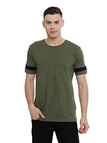 ADRO Men's Colour Blocked Cotton T-Shirts (Navy Blue) - ADRO Fashion