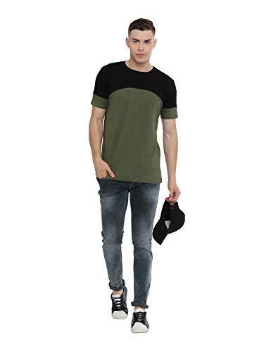 ADRO Men's Colour Blocked Cotton T-Shirts (Navy Blue) - ADRO Fashion