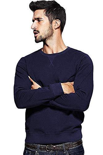 ADRO Men's Fleece Cotton Solid Pullover(Navy Blue) - ADRO Fashion