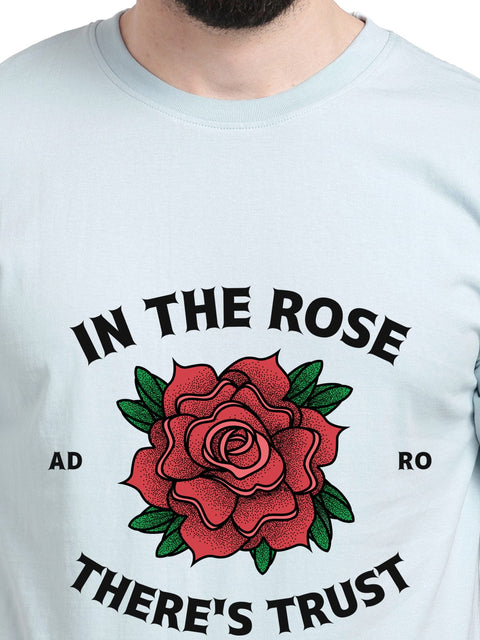 Adro White Rose Graphic Printed 100% Cotton Oversized T-shirt for Men - ADRO Fashion