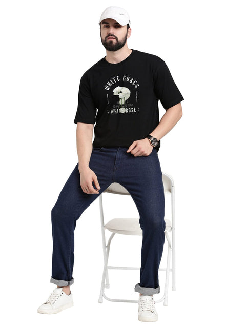 Adro Rose Graphic Printed 100% Cotton Oversized T-shirt for Men - ADRO Fashion