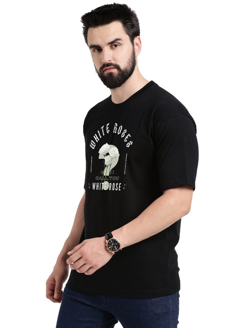 Adro Rose Graphic Printed 100% Cotton Oversized T-shirt for Men - ADRO Fashion