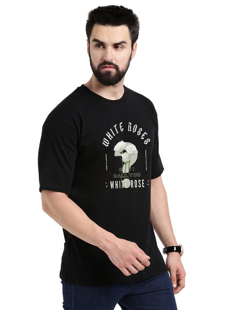 Adro Rose Graphic Printed 100% Cotton Oversized T-shirt for Men - ADRO Fashion