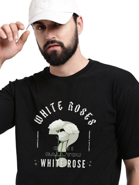Adro Rose Graphic Printed 100% Cotton Oversized T-shirt for Men - ADRO Fashion