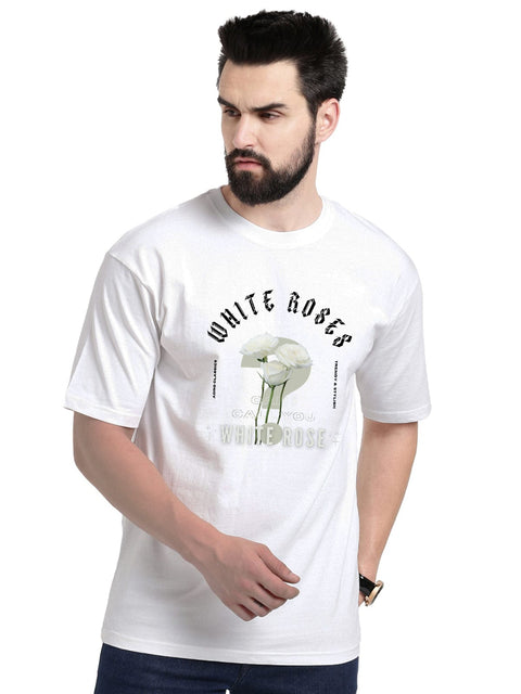 Adro Rose Graphic Printed 100% Cotton Oversized T-shirt for Men - ADRO Fashion