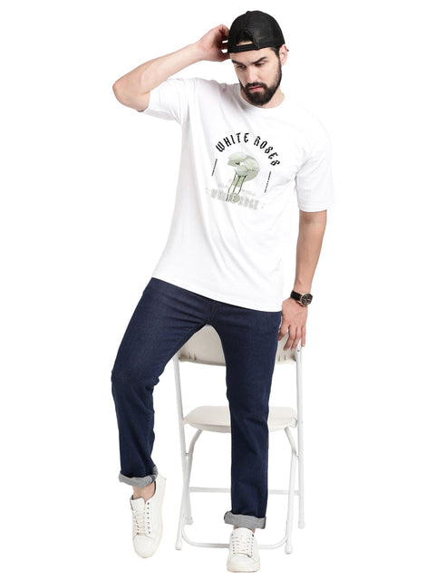 Adro Rose Graphic Printed 100% Cotton Oversized T-shirt for Men - ADRO Fashion