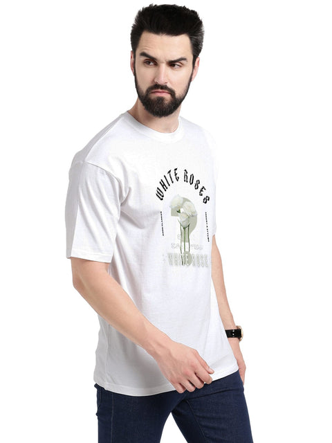 Adro Rose Graphic Printed 100% Cotton Oversized T-shirt for Men - ADRO Fashion