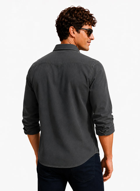 ADRO Men's Structured Yoke Cargo Shirt | Full Sleeve Button Down Utility Cargo Shirt | Dark Grey | Regular Fit | Multi Pocket Casual Streetwear