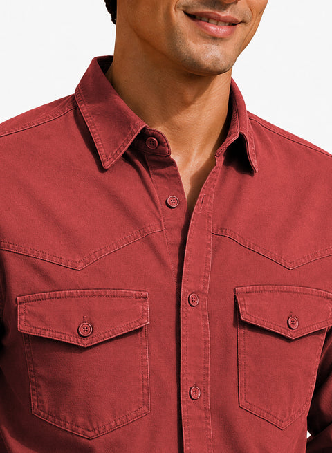 ADRO Men's Structured Yoke Cargo Shirt | Full Sleeve Button Down Utility Cargo Shirt | Dust Rose | Regular Fit | Multi Pocket Casual Streetwear