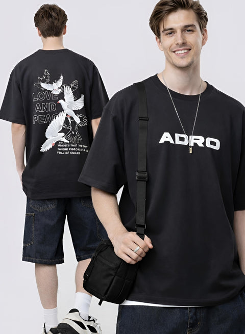 Adro Oversized Men’s T-Shirt | Skin Friendly Print | Everyday Comfort Black