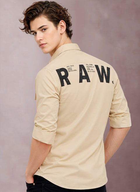 Adro Mens Cotton Twill Cargo Shirt Beige| Stylish Outdoor Travel Shirt Beige